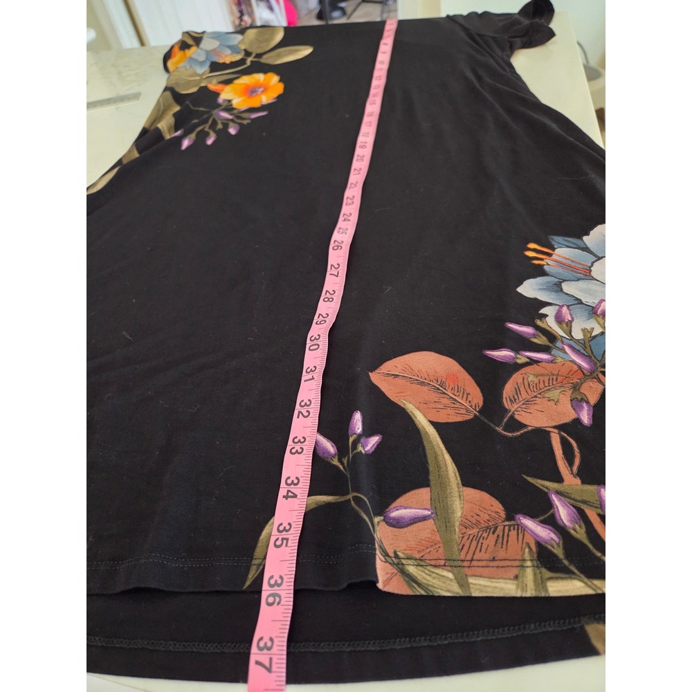 Desigual Floral Shift Dress XL Black Short Sleeve Jersey Boho Artistic Eclectic - Picture 10 of 14